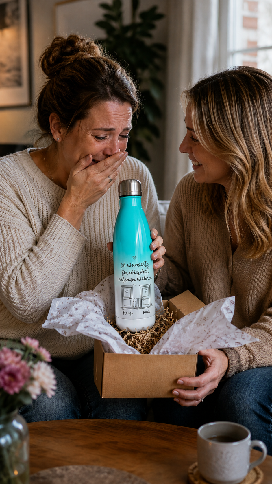 Personalisierte Thermosflasche in 4 Farben mit Farbverlauf | Geschenk für Freundinnen