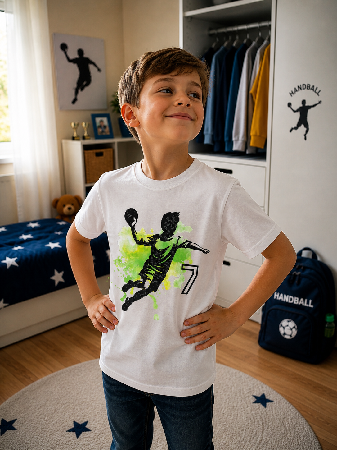 DTF Bügelbild Handball mit Name & Alter – Handballerin oder Handballer | Textiltransfer DIN A4 & A5