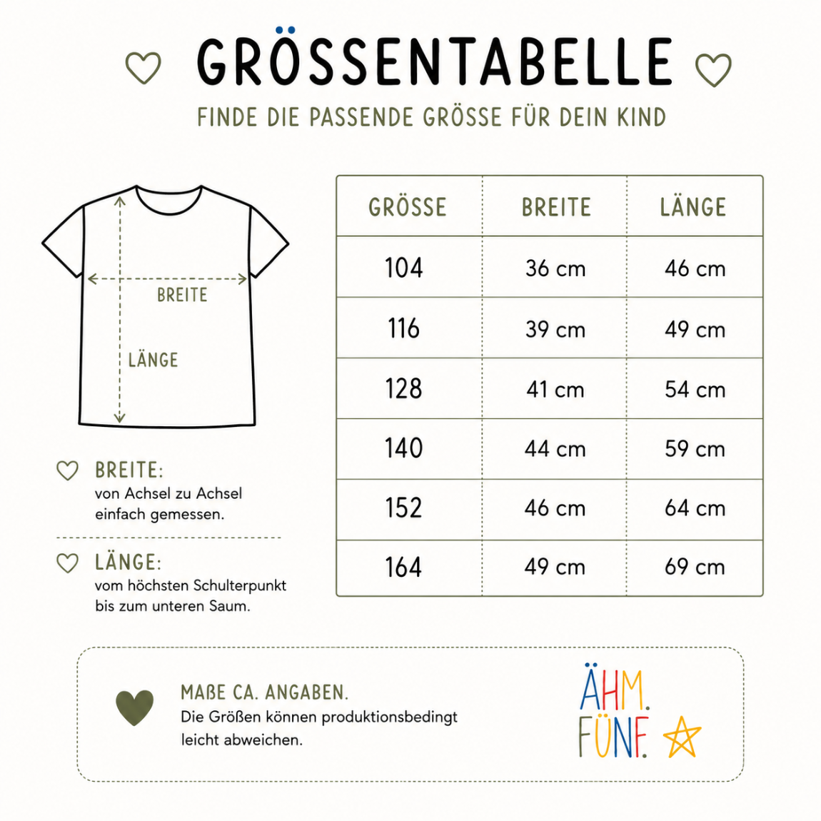 Größentabelle für personalisiertes Kinder Geburtstagsshirt Hochlandrind