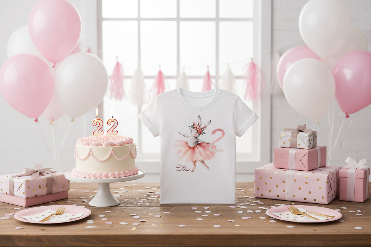 Bügelbild Ballerinahase – DTF Transfer personalisierbar