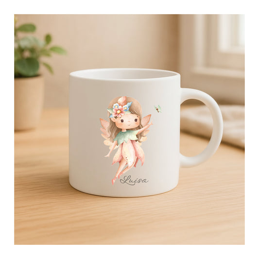 Matte Keramiktasse mit Fee und Schmetterling, hochwertiger Sublimationsdruck, Geschenkidee für Kinder und Erwachsene