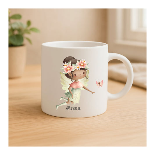 Matte Keramiktasse mit Fee und Schmetterling, hochwertiger Sublimationsdruck, Geschenkidee für Kinder und Erwachsene