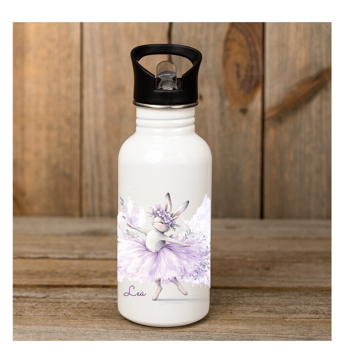 Trinkflasche Edelstahl personalisiert Ballerinahase 600 ml