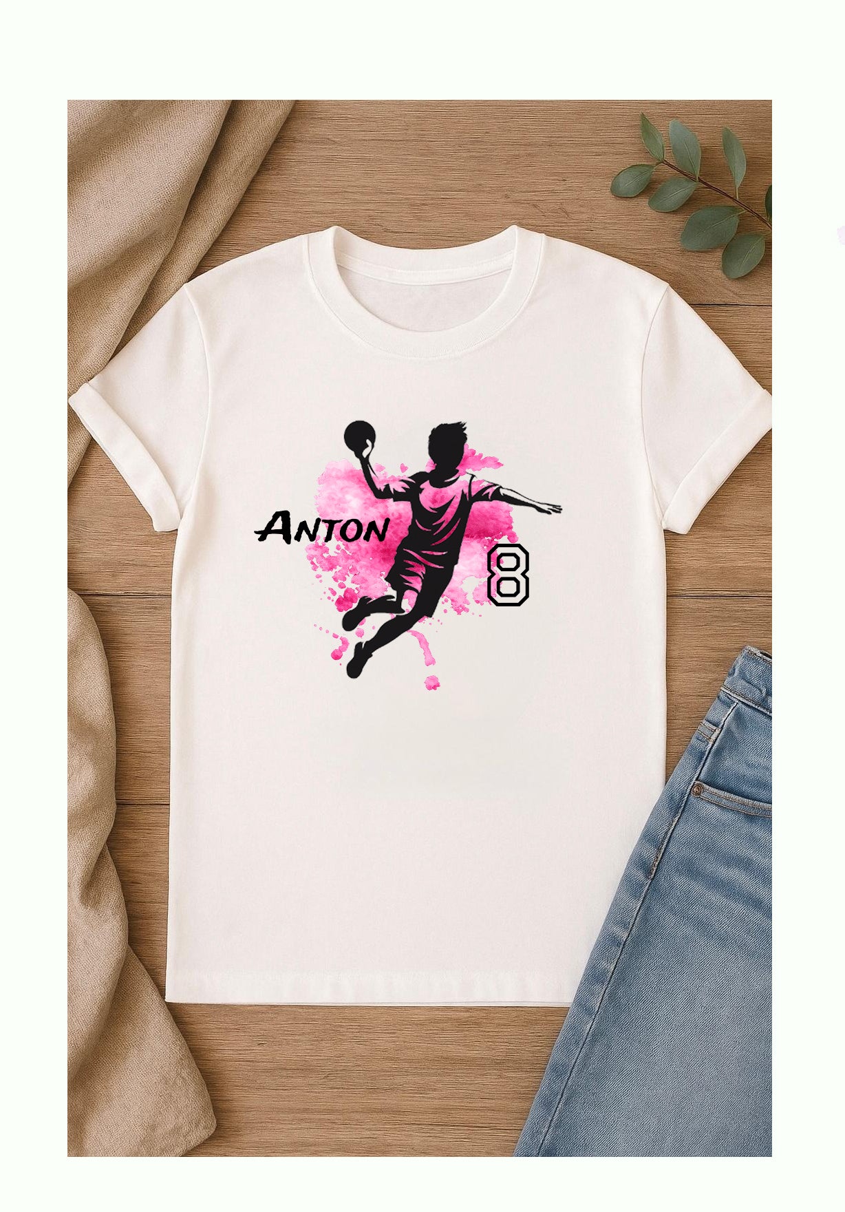DTF Bügelbild Handball mit Name & Alter – Handballerin oder Handballer | Textiltransfer DIN A4 & A5