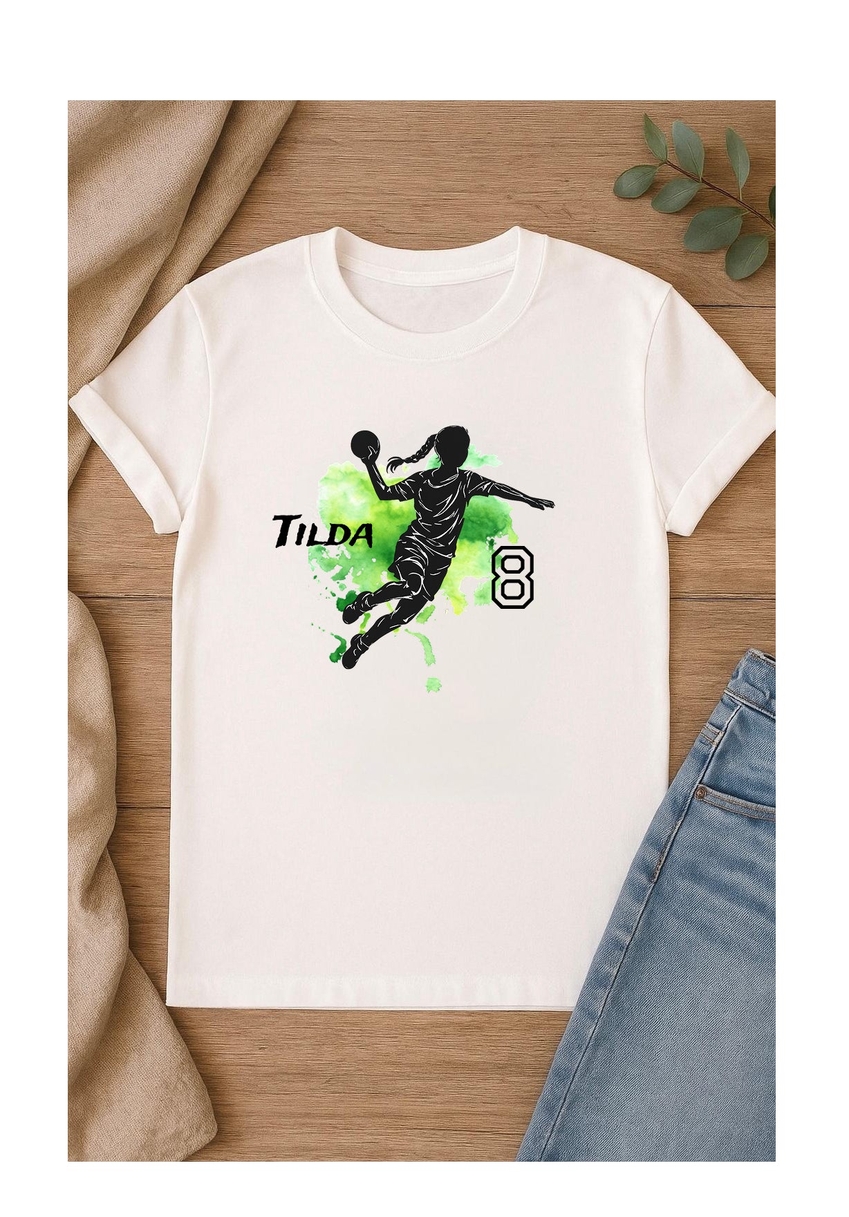 DTF Bügelbild Handball mit Name & Alter – Handballerin oder Handballer | Textiltransfer DIN A4 & A5