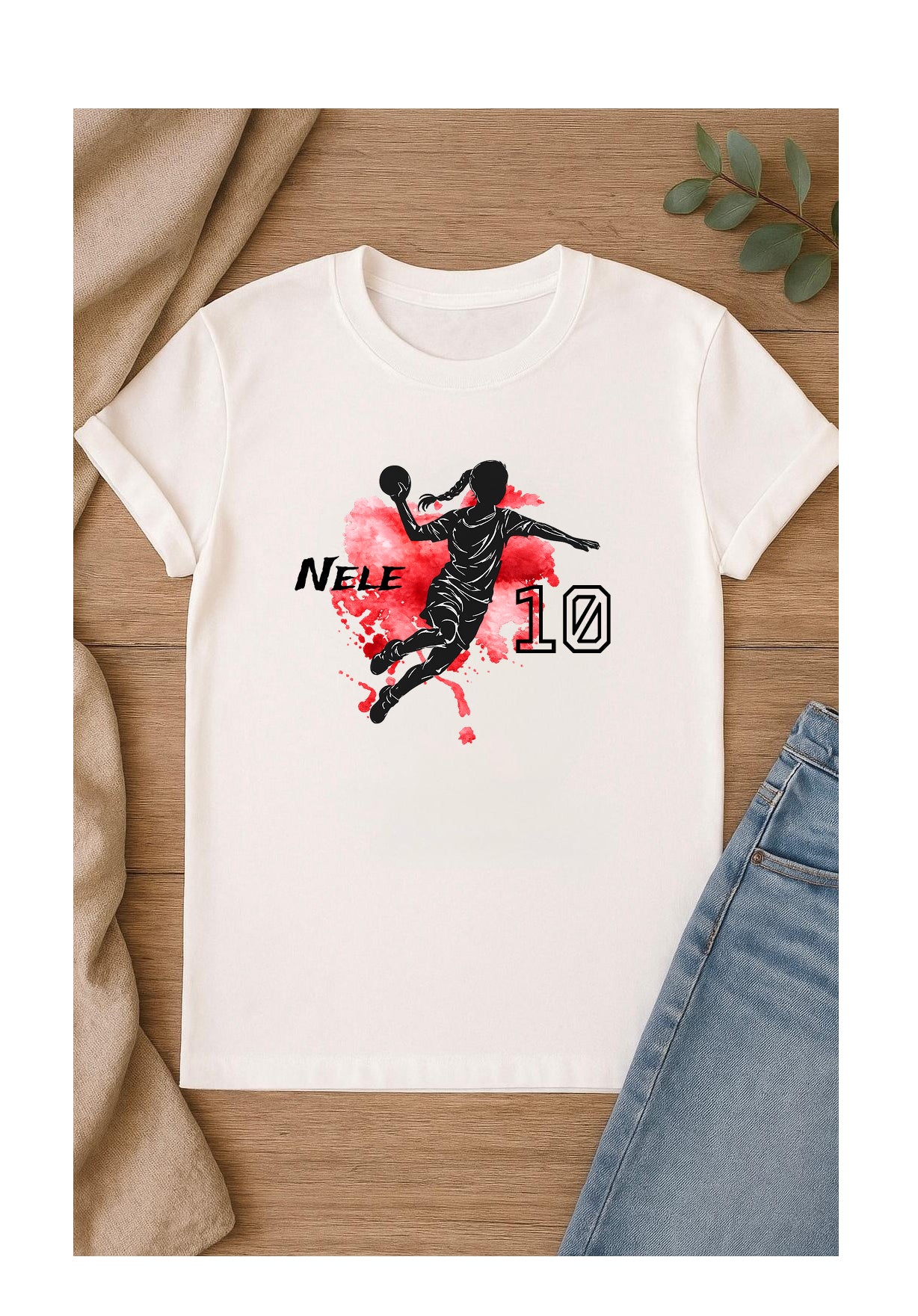 DTF Bügelbild Handball mit Name & Alter – Handballerin oder Handballer | Textiltransfer DIN A4 & A5