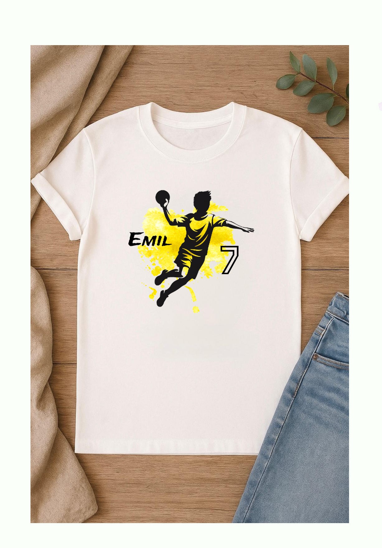 DTF Bügelbild Handball mit Name & Alter – Handballerin oder Handballer | Textiltransfer DIN A4 & A5