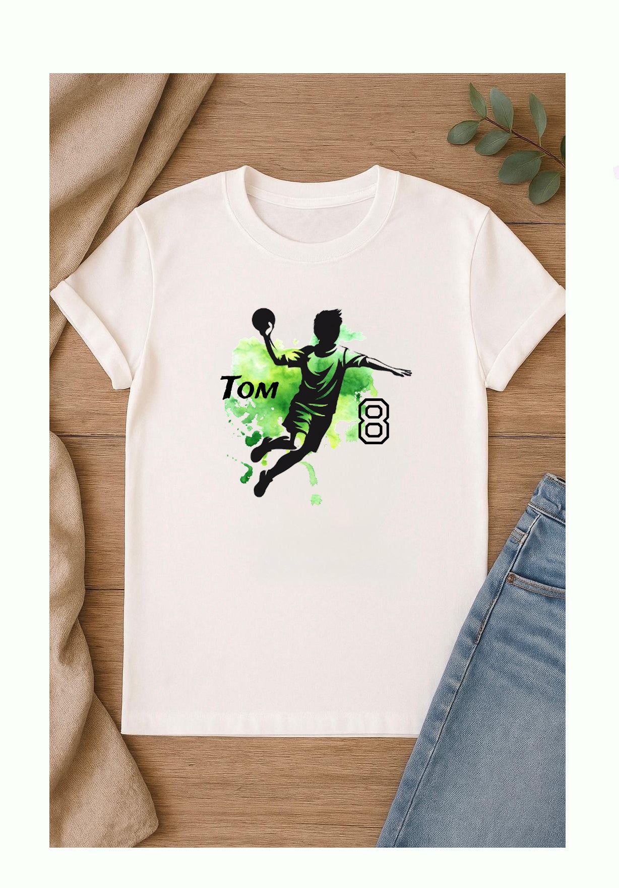 DTF Bügelbild Handball mit Name & Alter – Handballerin oder Handballer | Textiltransfer DIN A4 & A5