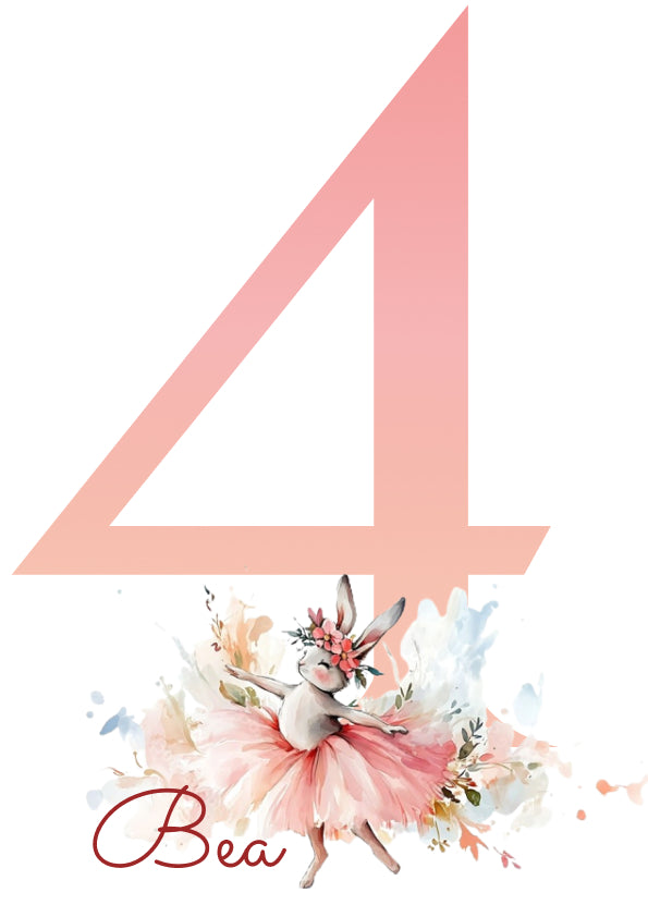 Personalisierbares Ballerina-Hase Motiv, Name und Zahl, perfekt für Kinder-Shirts