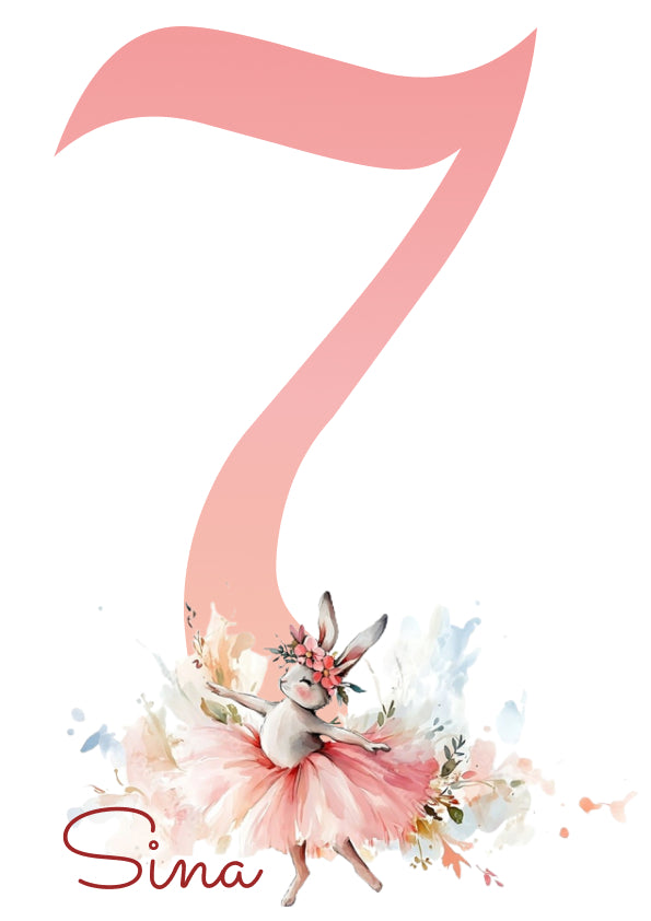 Feine Details Ballerina-Hase, Zahl und Text optional personalisierbar