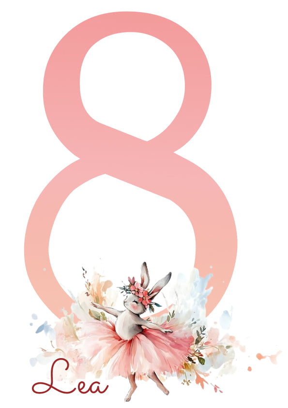 Nahaufnahme der Farben und Konturen des Ballerina-Hase Bügelbildes