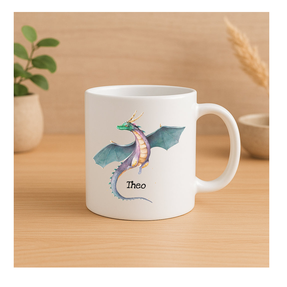 Bruchsichere Kindertasse 180 ml mit Drachen-Motiv – leichte Kunststofftasse, beidseitig bedruckt