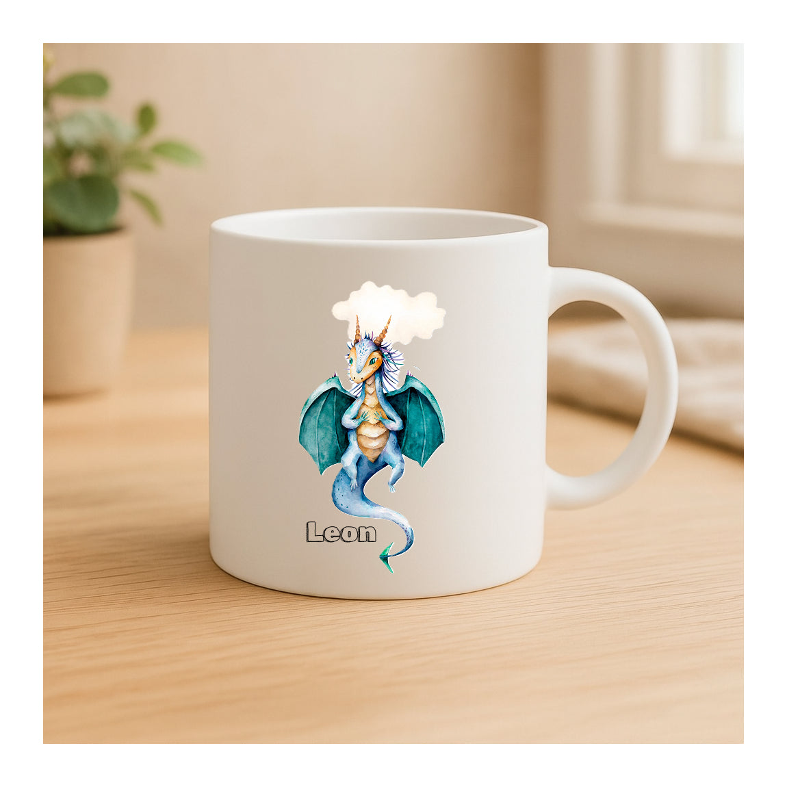 Matte Keramiktasse mit schwebendem Drachen und Sternen, Sublimationsdruck, Kinder- und Erwachsenenmotivation