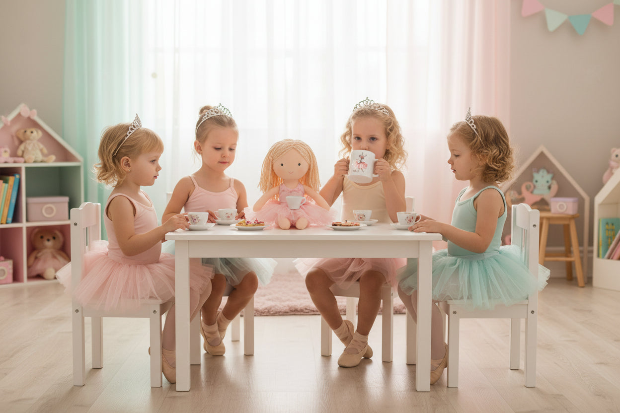 Bruchsichere Kindertasse 180 ml mit Ballerinahäschen-Motiv – leichte Kunststofftasse, beidseitig bedruckt