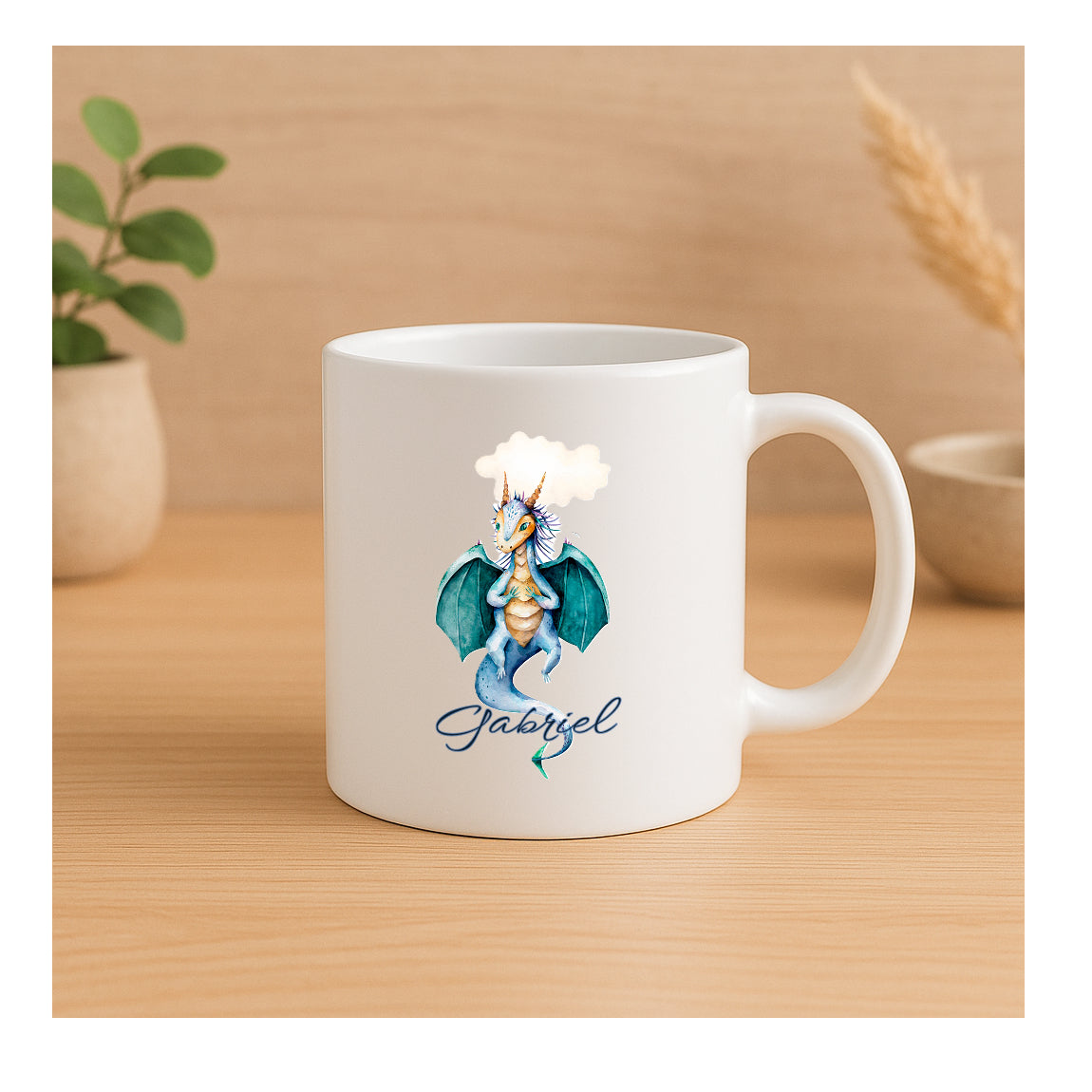 Kindertasse aus Kunststoff mit Drachen – sublimiert, leicht & kinderfreundlich