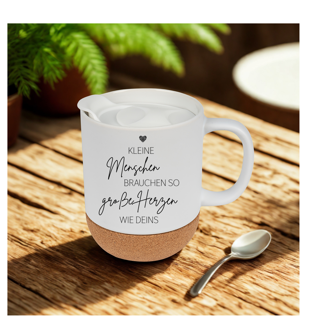 Matte Keramiktasse mit Spruch ‚Kleine Herzen brauchen so große Herzen wie Deins‘ – liebevolles Dankeschön-Geschenk