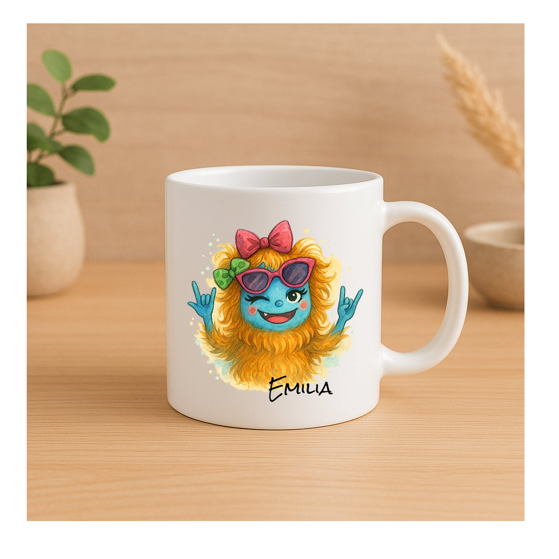 Bruchsichere Kindertasse 180 ml mit Monster Brother oder Monster Sister Motiv – leichte Kunststofftasse, beidseitig bedruckt Geschwistertasse