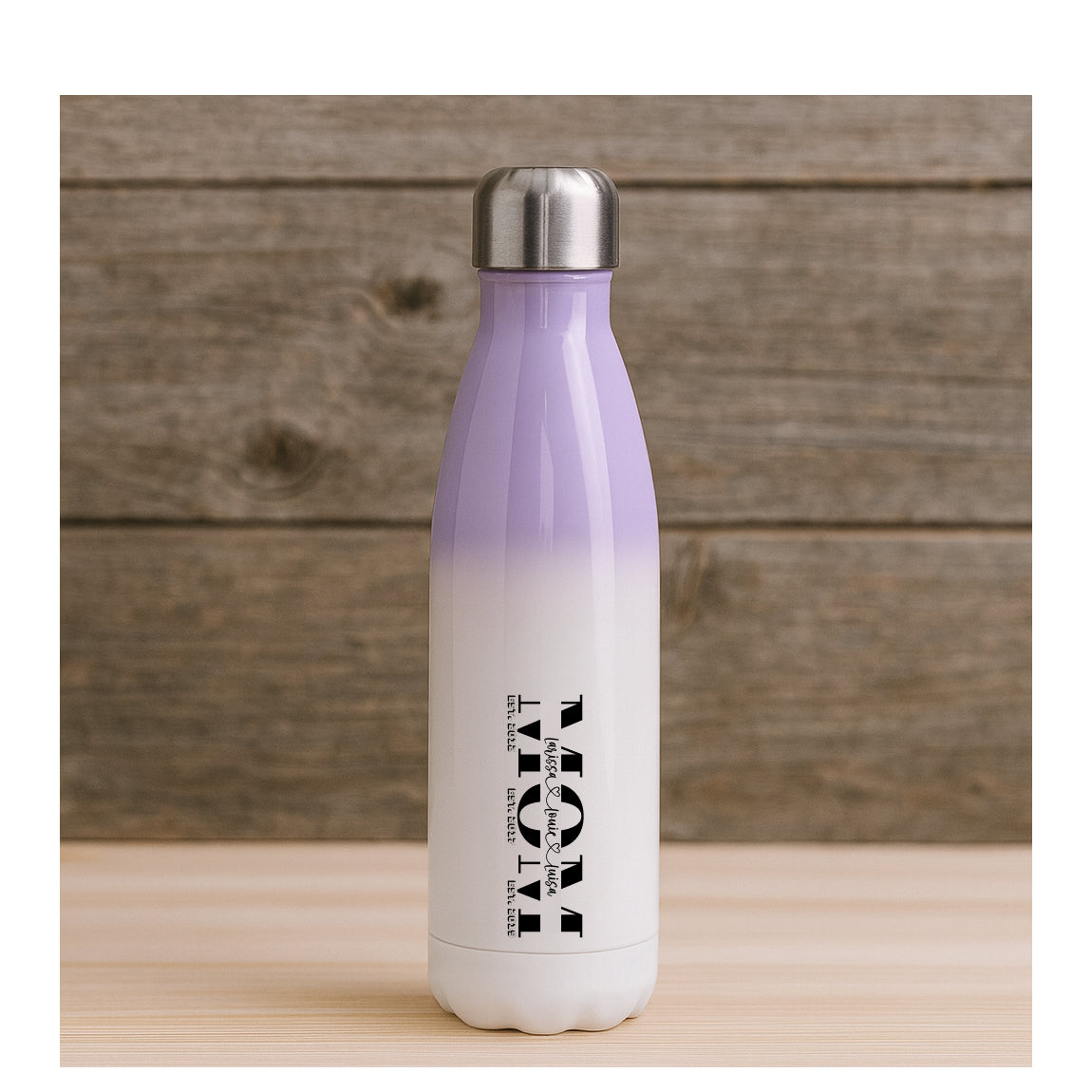 Edelstahl-Thermosflasche für Mamas mit Wunschname, Farbverlauf und beidseitigem Druck