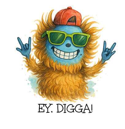 Detailansicht DTF Bügelbild Monster Bruder, hochwertiger Druck, kräftige Farben, langlebig und flexibel