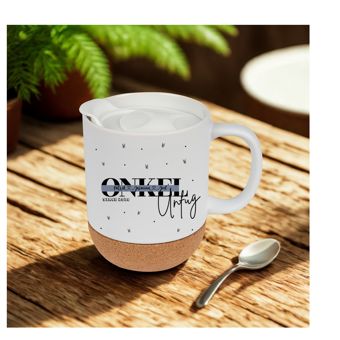 Personalisierte Tasse „Onkel Unfug“ mit Namen der Nichten und Neffen, lustiges Geschenk für Onkel