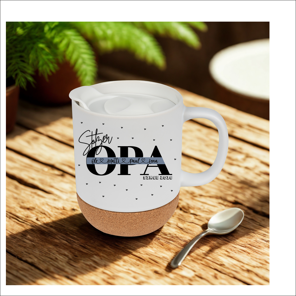 Personalisierte Keramiktasse Premium mit Opa ‚Stolzer OPA‘ mit Kindernamen und Geburtsjahr – liebevolles Geschenk für Opas