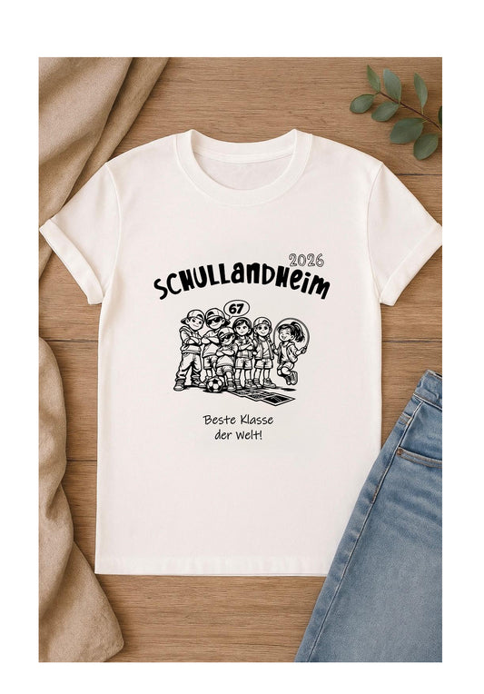 DTF Bügelbild Schullandheim – Beste Klasse der Welt I Klassenfahrt T-Shirt DTF Transfer Set für Baumwolle & Mischgewebe