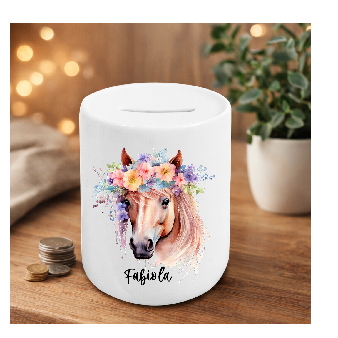 Personalisierte Spardose mit Regenbogen – Geschenk zur Geburt, Taufe, Geburtstag & Einschulung