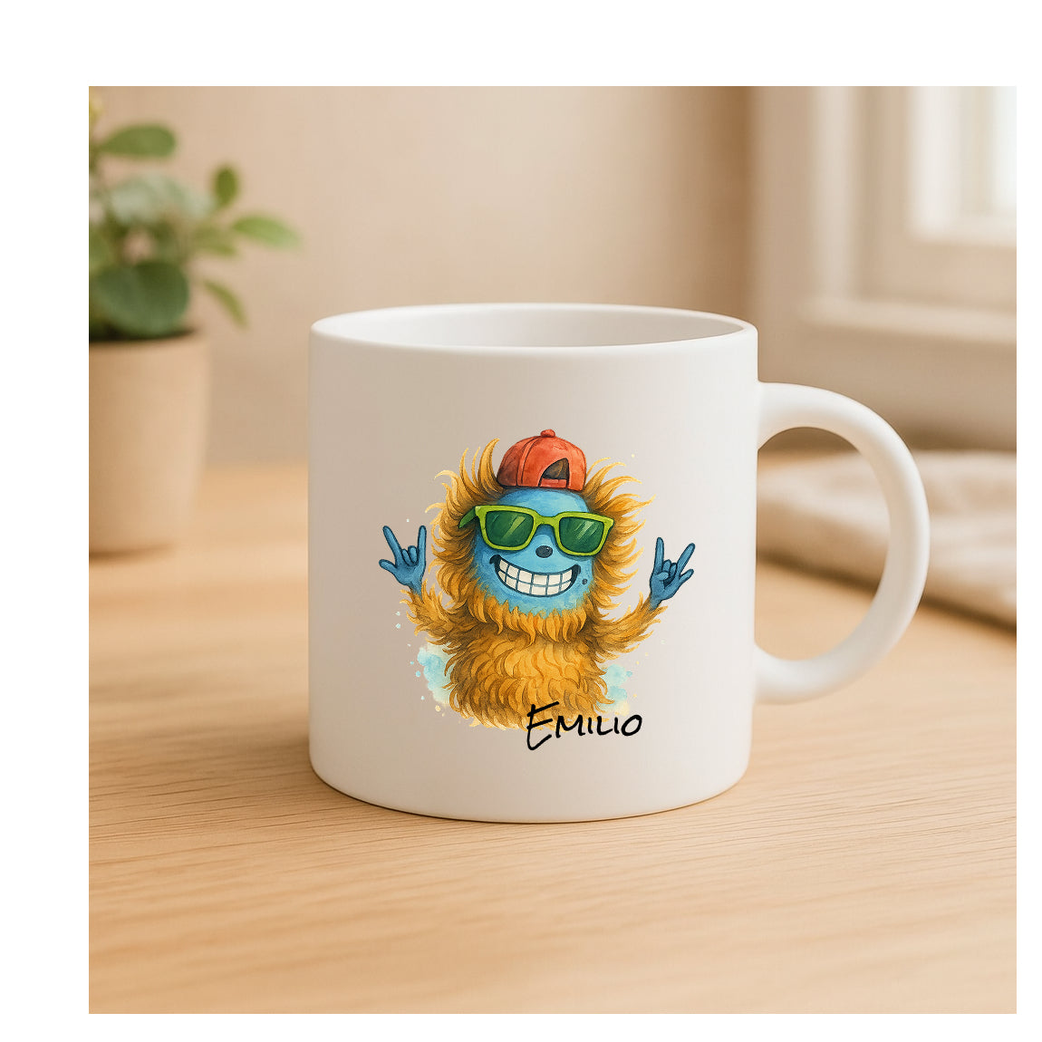 Personalisierte Keramiktasse „Cooles Monsterchen Brother“, beidseitig bedruckt, für Jungs, Geschwistergeschenk, süßes Monster-Motiv