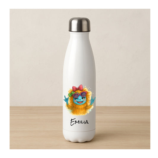 Personalisierte Edelstahl-Thermosflasche mit Monster Sister Motiv – doppelwandig, Sublimationsdruck, Trinkflasche für Mädchen