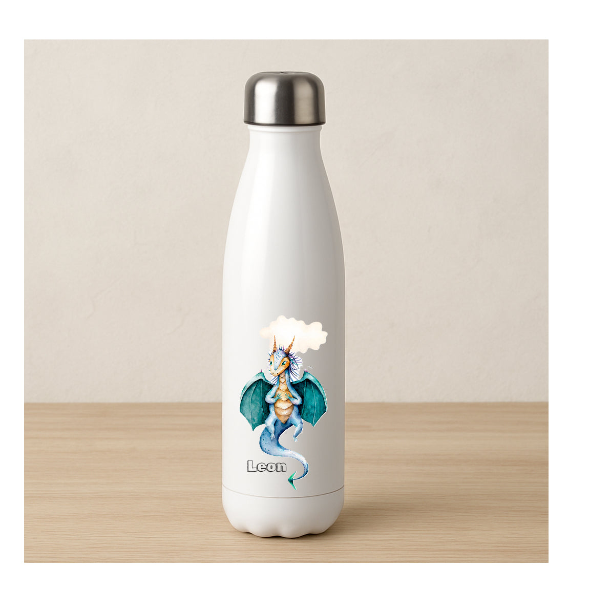 Personalisierte Drachen-Thermosflasche aus Edelstahl, farbkräftiger Sublimationsdruck, ideal für Schule & Sport