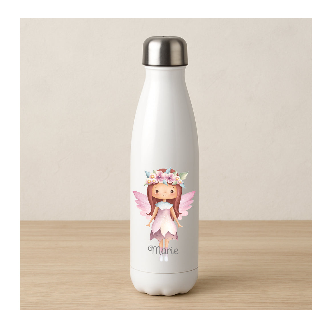 Personalisierte Edelstahl Thermosflasche mit Feenmotiv, beidseitiger Sublimationsdruck, BPA-frei, für Kinder
